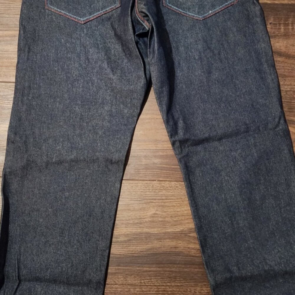 Vintage Qruel Jeans men's 36x32 Blue Dark Raw Red Stitching Baggy y2k - Picture 7 of 14